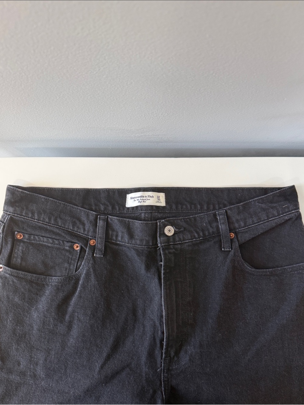 Abercrombie & Fitch Men's Dark Black Straight Jeans
